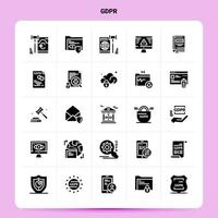 conjunto de iconos sólidos 25 gdpr diseño de estilo de glifo vectorial conjunto de iconos negros diseño de ideas de negocios web y móviles ilustración vectorial vector