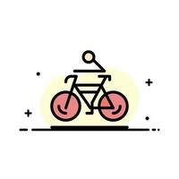actividad bicicleta bicicleta ciclismo ciclismo negocio línea plana lleno icono vector banner plantilla