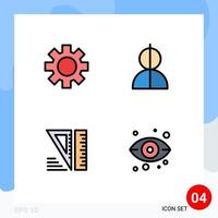 4 Filledline Flat Color concept for Websites Mobile and Apps setting education global impersonation tools Editable Vector Design Elements