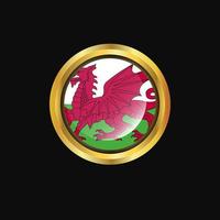 Wales flag Golden button vector