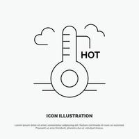 Temperature Hot Weather Update Vector Line Icon