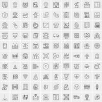 paquete de 100 iconos de líneas universales para móviles y web vector