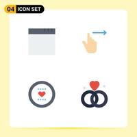 Pictogram Set of 4 Simple Flat Icons of app like gestures swipe romance Editable Vector Design Elements