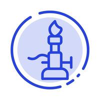 Fire Lab Light Science Torch Blue Dotted Line Line Icon vector