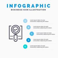 Explore Find Magnifier Ok Search Line icon with 5 steps presentation infographics Background vector