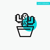 Cactus Nature Pot Spring turquoise highlight circle point Vector icon