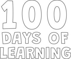 100th Day Of School Learning Isolated Coloring vector