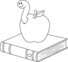 Book with Apple Isolated Coloring Page vector