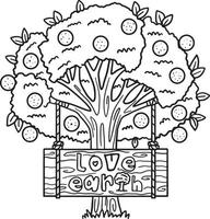 Earth Day Love Earth Isolated Coloring Page vector