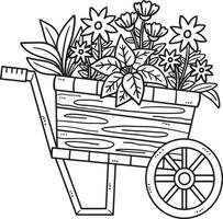 Earth Day Plants in Wheelbarrow Isolated Coloring vector