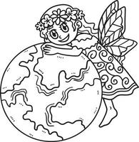 Earth Day Mother Nature Isolated Coloring Page vector