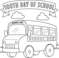 100th Day Of School Bus Coloring Page for Kids vector