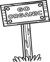Earth Day Go Organic Isolated Coloring Page vector