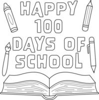 Página para colorear del libro de texto del día 100 de la escuela vector