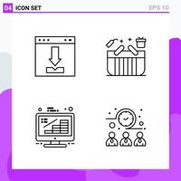 Set of 4 icons in Line style Creative Outline Symbols for Website Design and Mobile Apps Simple Line Icon Sign Isolated on White Background 4 Icons Creative Black Icon vector background