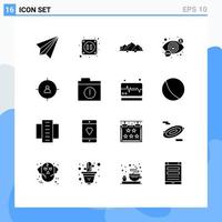 Universal Icon Symbols Group of 16 Modern Solid Glyphs of vision seo mountain search tree Editable Vector Design Elements