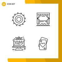 4 Icon Set Line Style Icon Pack Outline Symbols isolated on White Backgound for Responsive Website Designing Creative Black Icon vector background