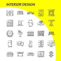 Interior Design Hand Drawn Icons Set For Infographics Mobile UXUI Kit And Print Design Include Medical File Document Table Bidet Furniture Water Mirror Eps 10 Vector