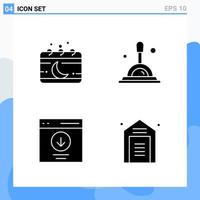 Modern 4 solid style icons Glyph Symbols for general use Creative Solid Icon Sign Isolated on White Background 4 Icons Pack Creative Black Icon vector background