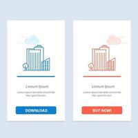 Building Build Dormitory Tower Real Estate  Blue and Red Download and Buy Now web Widget Card Template vector