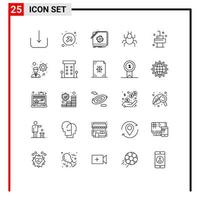 Set of 25 Modern UI Icons Symbols Signs for bath indian app virus bug Editable Vector Design Elements