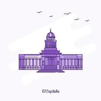 EL CAPITOLIO Landmark Purple Dotted Line skyline vector illustration