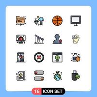 16 iconos creativos signos y símbolos modernos de servicio de televisión de velocidad de baloncesto web elementos de diseño de vectores creativos editables