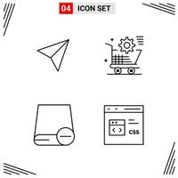 4 Icons Line Style Grid Based Creative Outline Symbols for Website Design Simple Line Icon Signs Isolated on White Background 4 Icon Set Creative Black Icon vector background