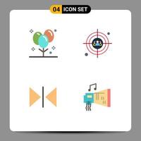 grupo de 4 iconos planos signos y símbolos para globos flip vacaciones objetivo espejo elementos de diseño vectorial editables vector