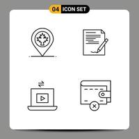 4 Thematic Vector Filledline Flat Colors and Editable Symbols of map laptop leaf document share Editable Vector Design Elements