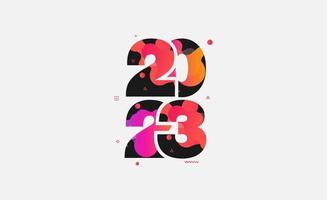 diseño de formas líquidas abstractas con el número 2023 feliz año nuevo elementos gráficos modernos, plantilla de ilustración vectorial vector