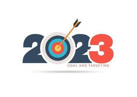 Goals concept 2023 new year with creative target market design, Vector illustration modern layout template