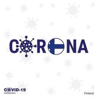 Finland Coronavirus Typography COVID19 country banner Stay home Stay Healthy Take care of your own health vector