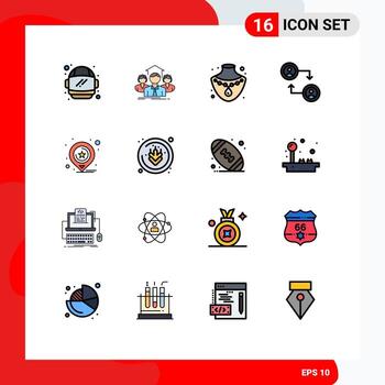 Flat Color Filled Line Pack of 16 Universal Symbols of business maps nacklace location change Editable Creative Vector Design Elements