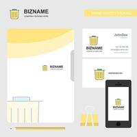 Trash Business Logo File Cover Visiting Card and Mobile App Design Vector Illustration