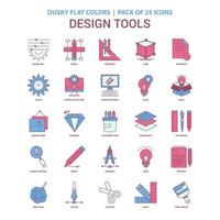 Design Tools icon Dusky Flat color Vintage 25 Icon Pack vector