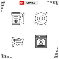 4 Icons Line Style Grid Based Creative Outline Symbols for Website Design Simple Line Icon Signs Isolated on White Background 4 Icon Set Creative Black Icon vector background