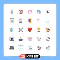 Mobile Interface Flat Color Set of 25 Pictograms of setup preferences gender focus dream Editable Vector Design Elements