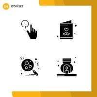 Set of 4 Modern UI Icons Symbols Signs for hand love reload fathers day burner Editable Vector Design Elements