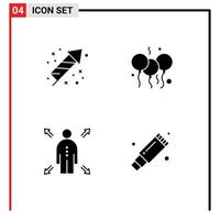 Universal Icon Symbols Group of 4 Modern Solid Glyphs of celebration man holiday bloone remove Editable Vector Design Elements