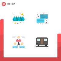 4 Thematic Vector Flat Icons and Editable Symbols of color user communication message team Editable Vector Design Elements