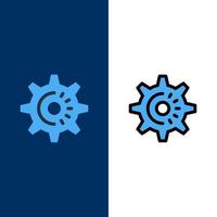 Cog Gear Setting Idea  Icons Flat and Line Filled Icon Set Vector Blue Background