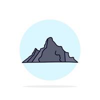 hill landscape nature mountain scene Flat Color Icon Vector