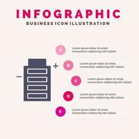 Battery Ecology Energy Environment Solid Icon Infographics 5 Steps Presentation Background vector