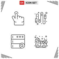 4 Icons Line Style Grid Based Creative Outline Symbols for Website Design Simple Line Icon Signs Isolated on White Background 4 Icon Set Creative Black Icon vector background