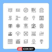 25 User Interface Line Pack of modern Signs and Symbols of office business id worker labour Editable Vector Design Elements