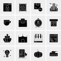 16 iconos de negocios universales vector ilustración de icono creativo para usar en proyectos relacionados con la web y dispositivos móviles