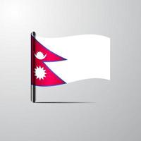 vector de diseño de bandera brillante ondeando nepal