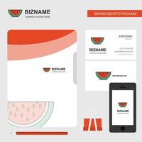 Ilustración de vector de diseño de aplicación móvil y tarjeta de visita de cubierta de archivo de logotipo de negocio de sandía