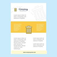 Template layout for Trash comany profile annual report presentations leaflet Brochure Vector Background